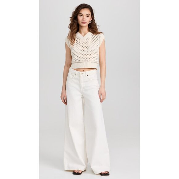 Guest In Residence Mesh Crop Vest in Cream Small New Womens Knit Tank Top - Picture 12 of 15